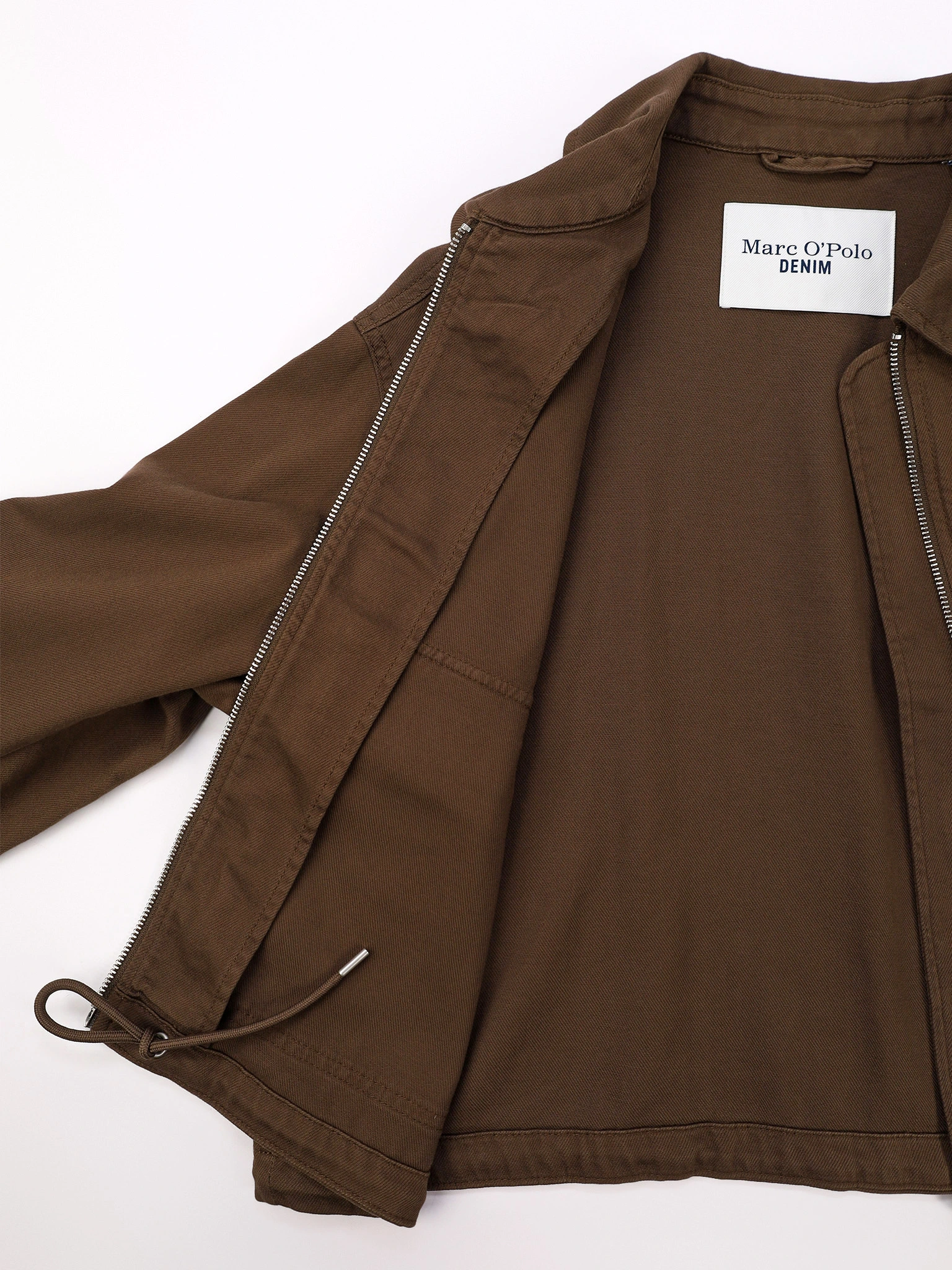 Куртка укороченная темно-коричневого цвета из смесового хлопка